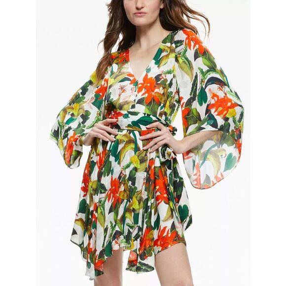 NEW Alice + Olivia Marva floral-print sateen mini dress Size Small - Picture 3 of 8